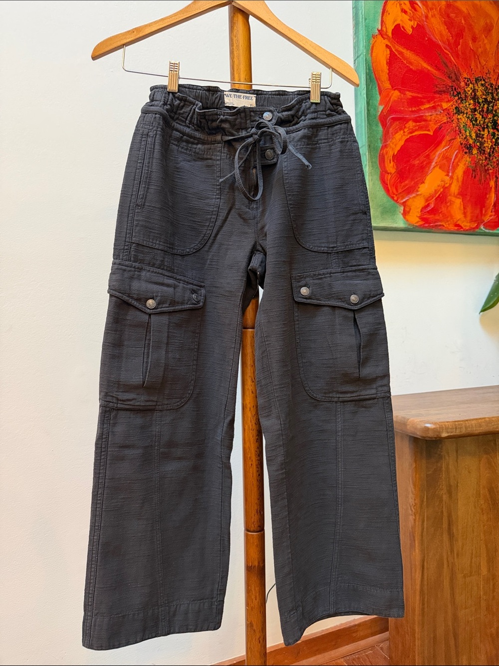 We The Free Park Ave. Pull-On Cargo Drawstring Black Pants XS